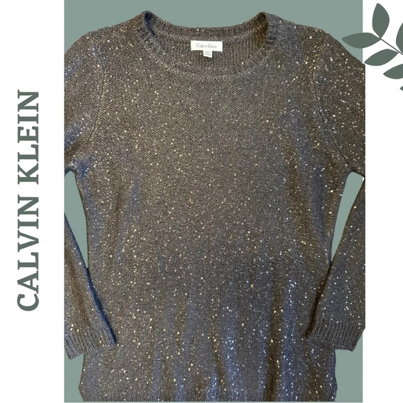 Calvin Klein Women’s Sequin Black Long Sleeve Crew Neck Sweater size Medium - Picture 4 of 7